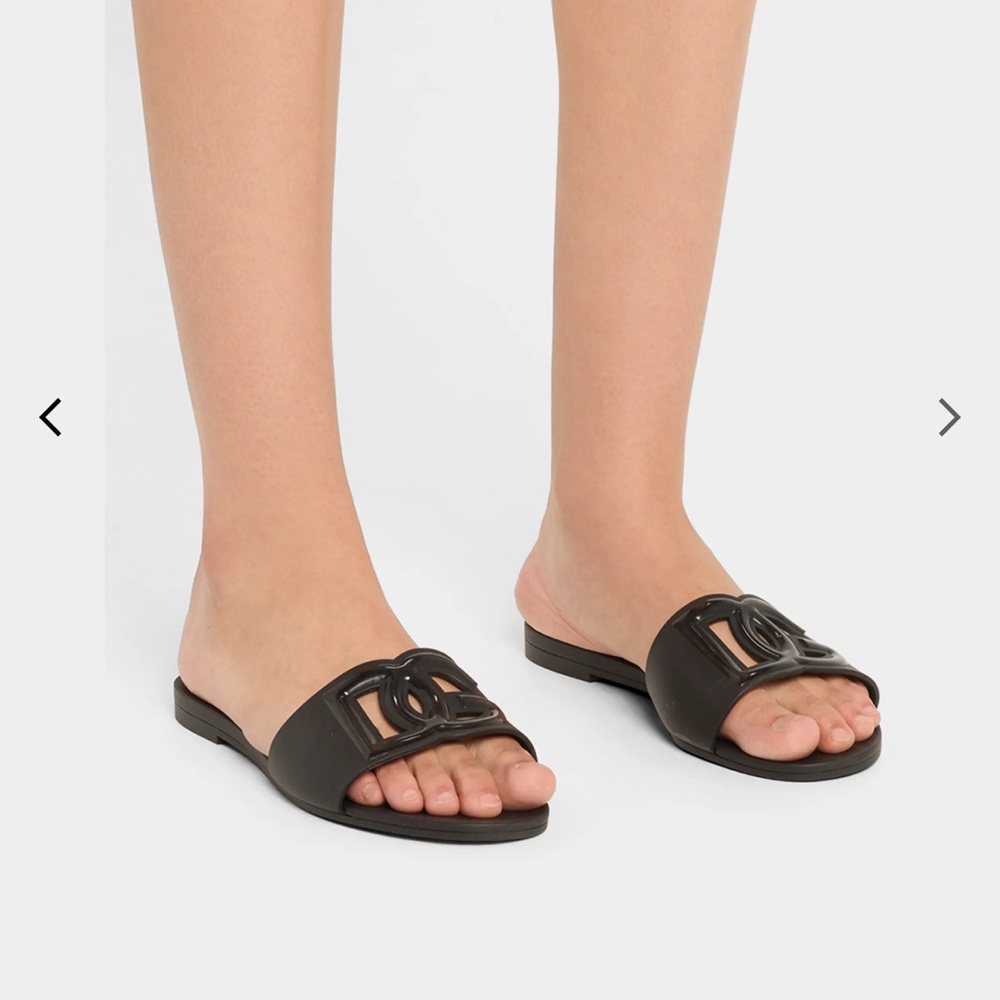 Dolce & Gabbana Dark Brown Slide Sandals